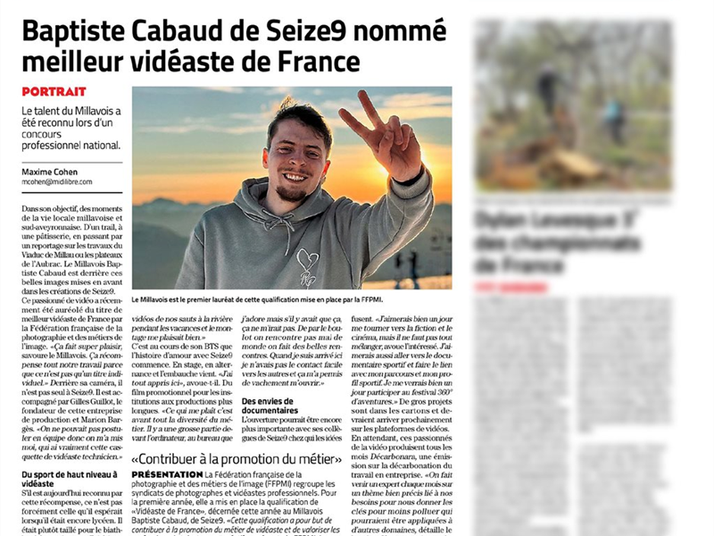 Meilleur vidéaste de France : Seize9, Millau, Baptiste Cabaud
